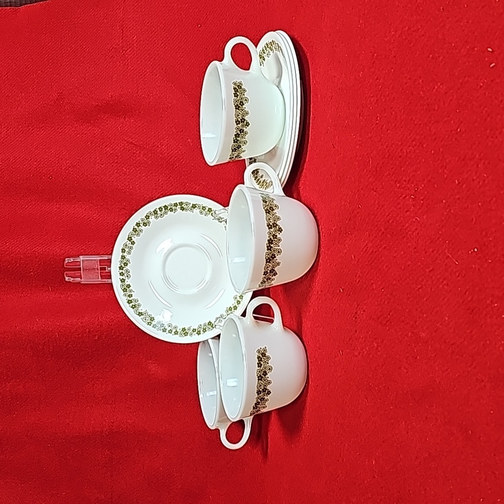 4 - Pyrex Corelle Spring Blossom  Cups Saucers